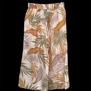 Tahari 100% linen wide leg cropped‎ pants size M